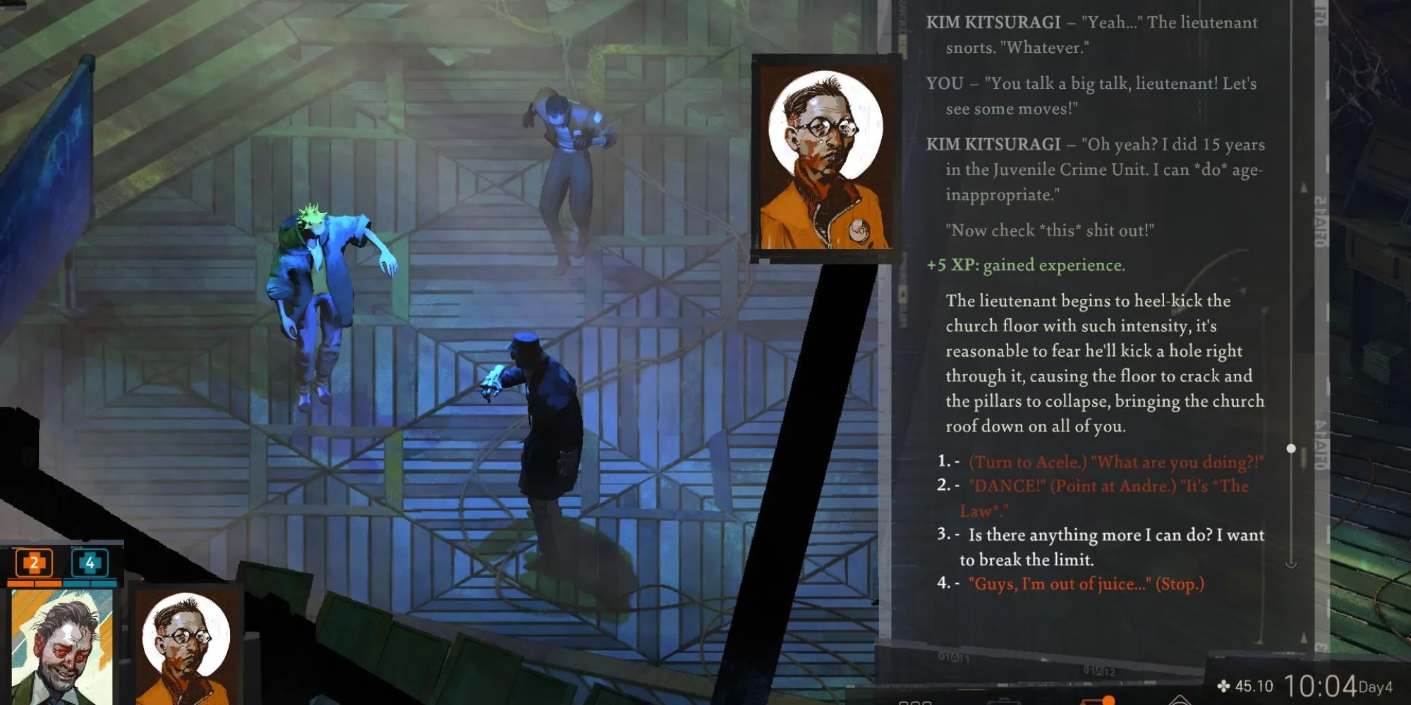Harry DuBois tương tác với một nhân vật phụ trong Disco Elysium để hoàn thành nhiệm vụ đã bỏ lỡ