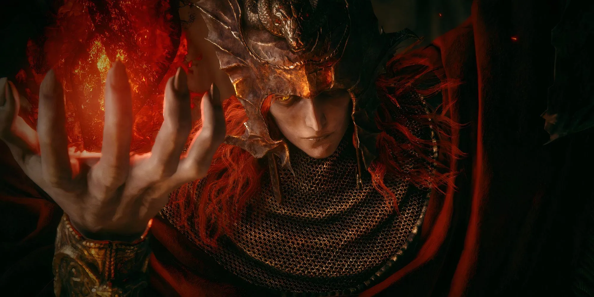 Cảnh trận chiến với Messmer the Impaler, một trong những con trùm mới trong DLC Shadow of the Erdtree của Elden Ring