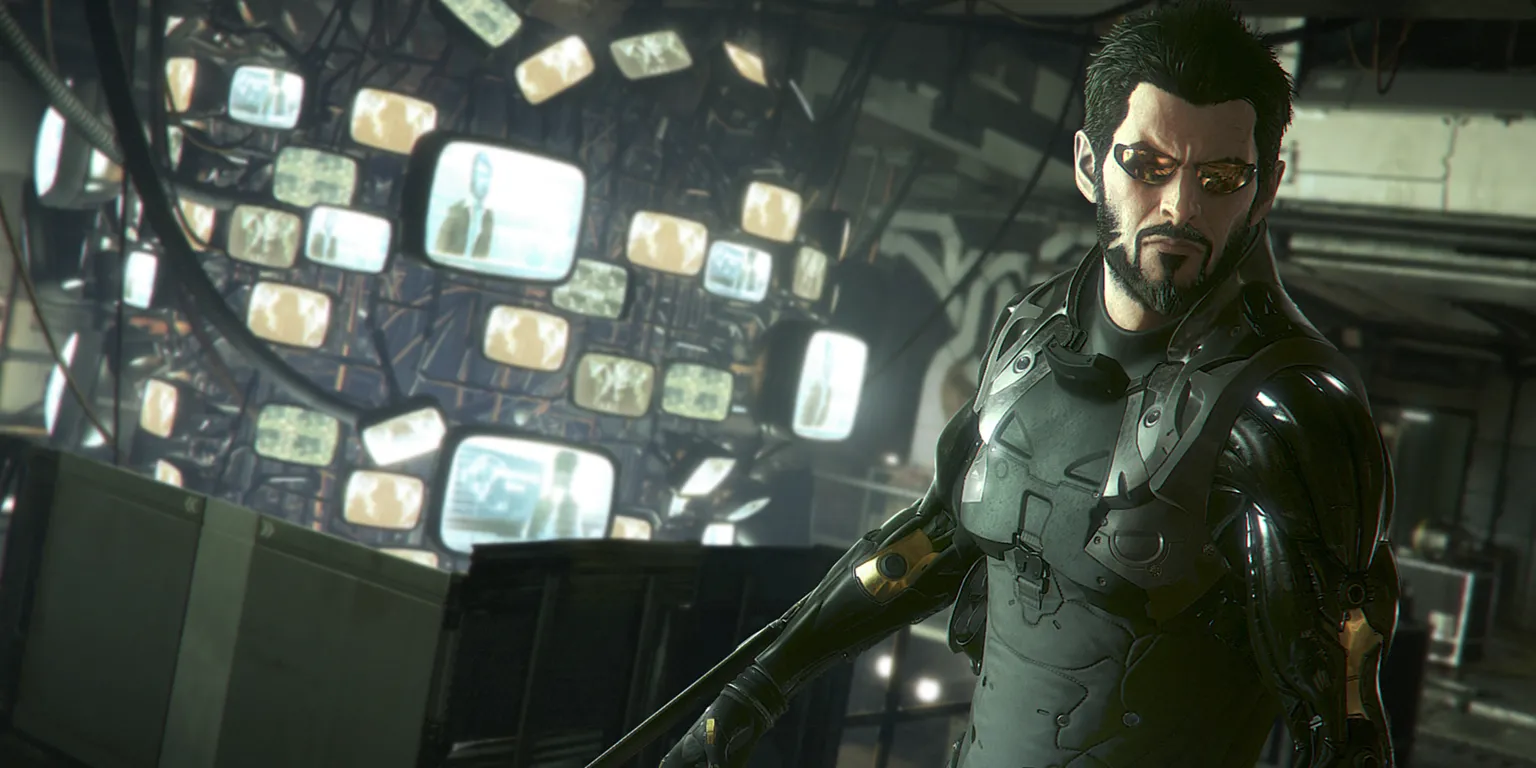 Hình ảnh nhân vật Adam Jensen trong Deus Ex: Mankind Divided, tựa game hành động nhập vai với gameplay đỉnh cao nhưng cốt truyện gây tranh cãi.