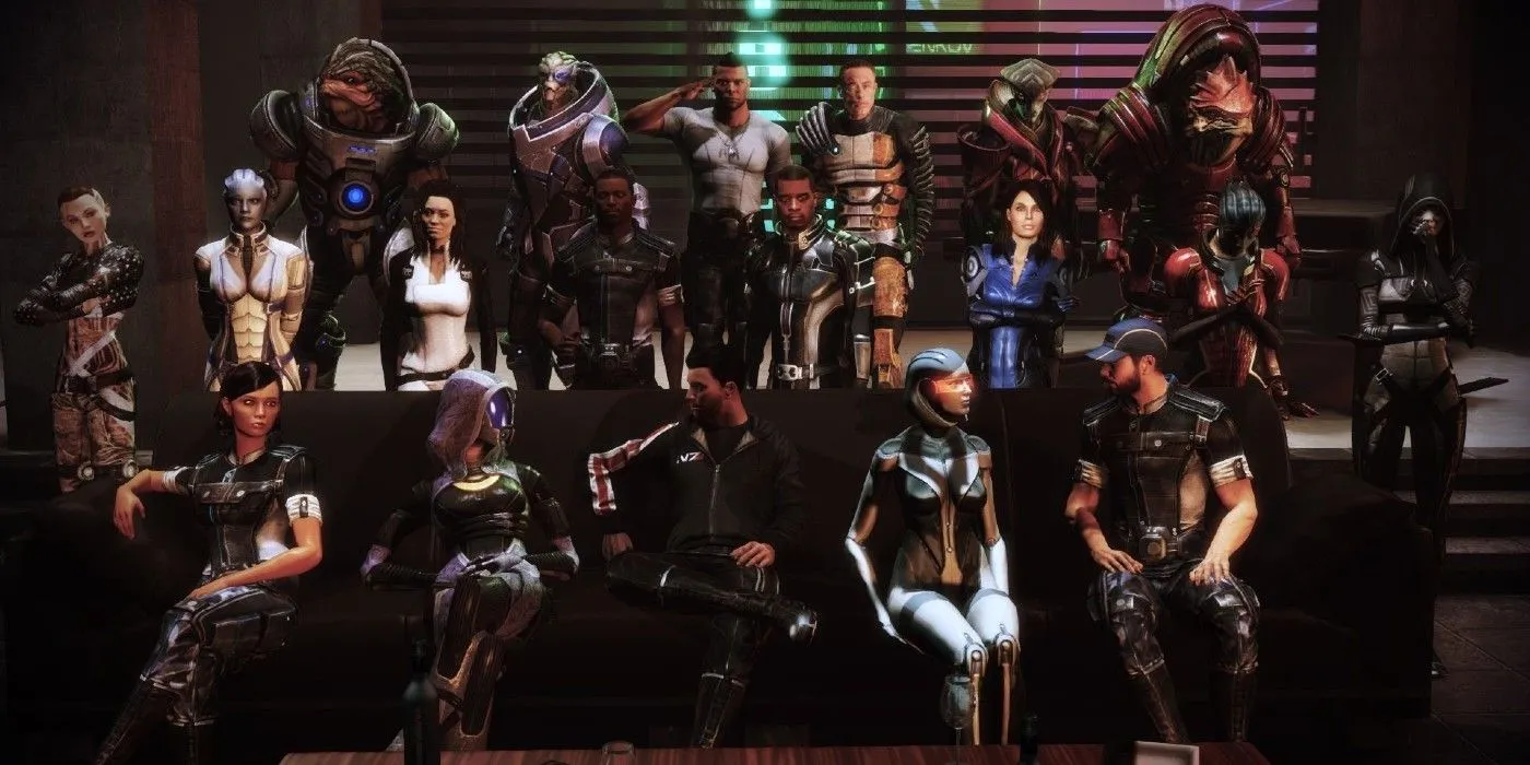 Một nhóm các nhân vật chính từ trilogy Mass Effect đang tụ họp trong DLC Citadel của Mass Effect 3