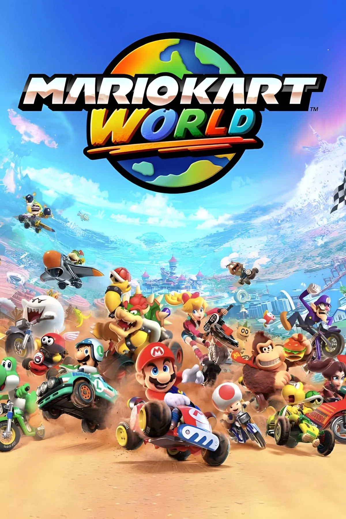 Ảnh bìa chính thức của game đua xe Mario Kart World