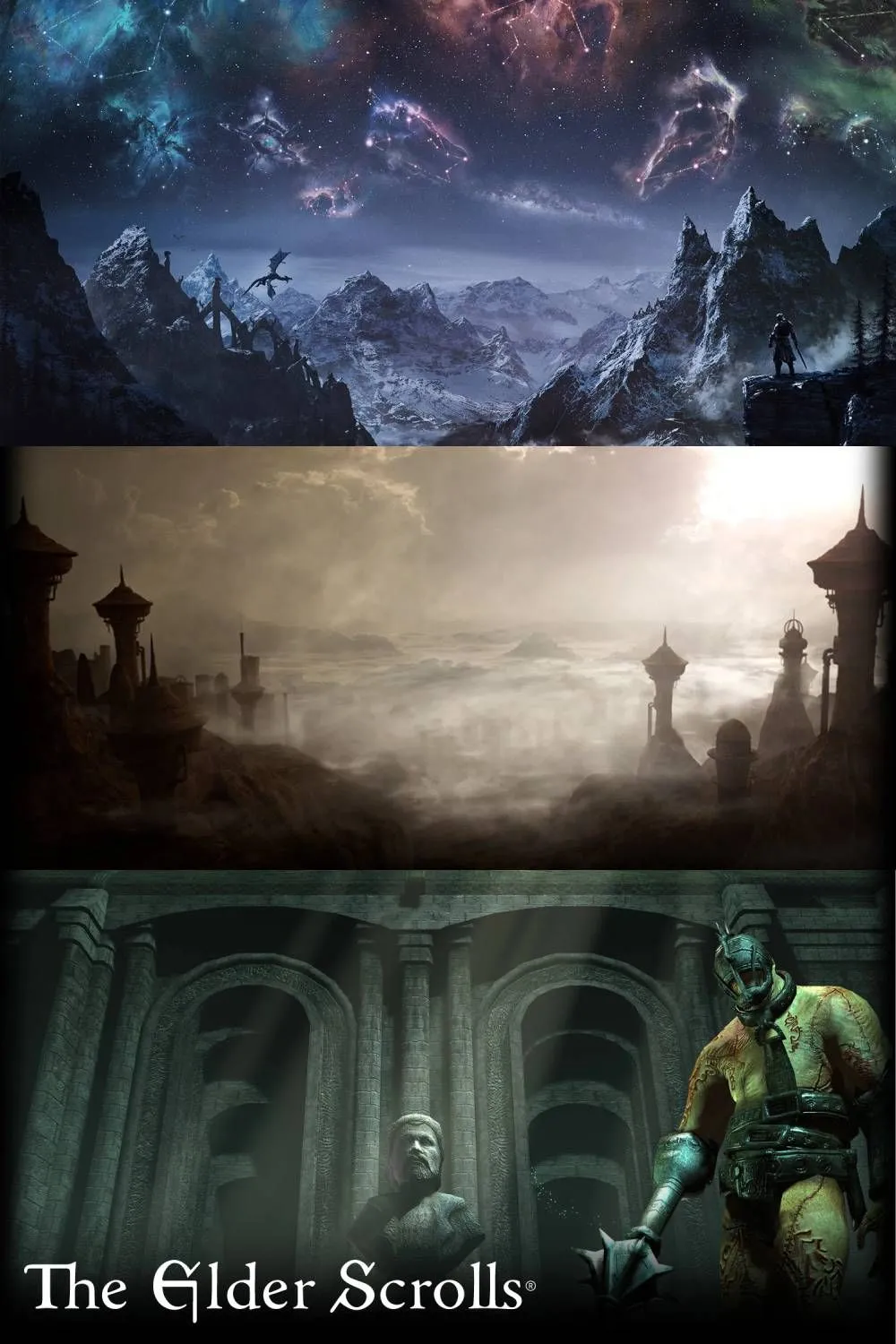 Ảnh bìa của series game nhập vai The Elder Scrolls, biểu tượng của một thương hiệu game huyền thoại.