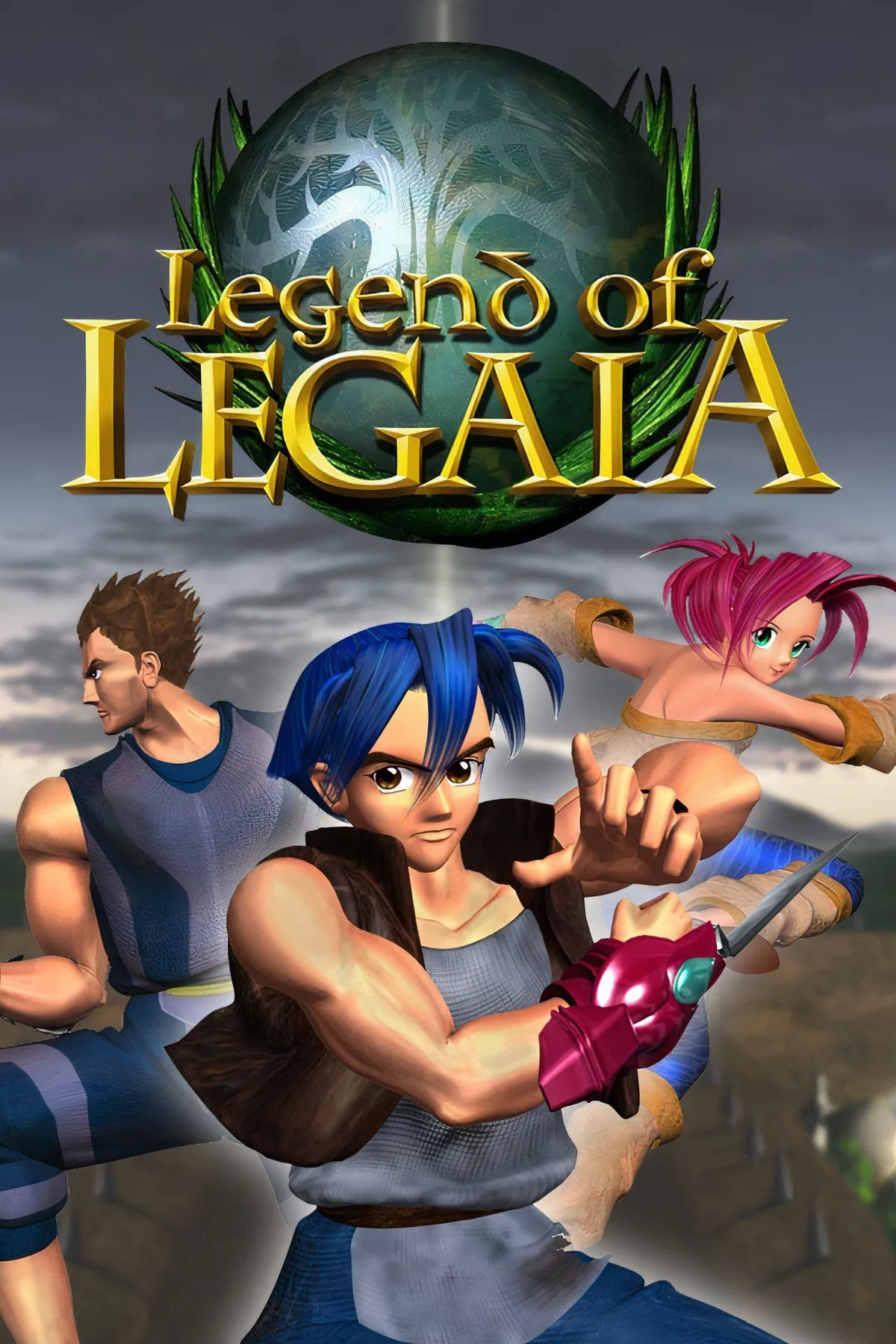 Ba nhân vật chính Vahn, Noa, Golga của Legend of Legaia trong tư thế sẵn sàng chiến đấu