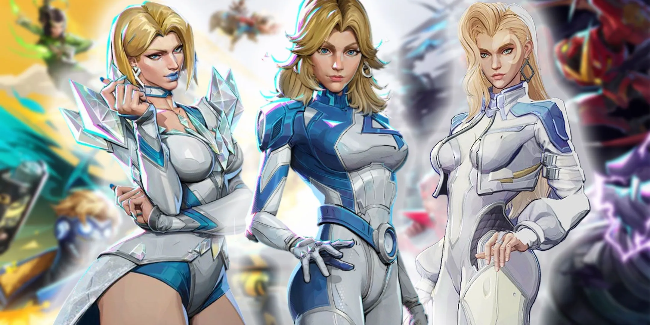Các nhân vật nữ Emma Frost, Invisible Woman và Dagger trong tạo hình ấn tượng của game Marvel Rivals.