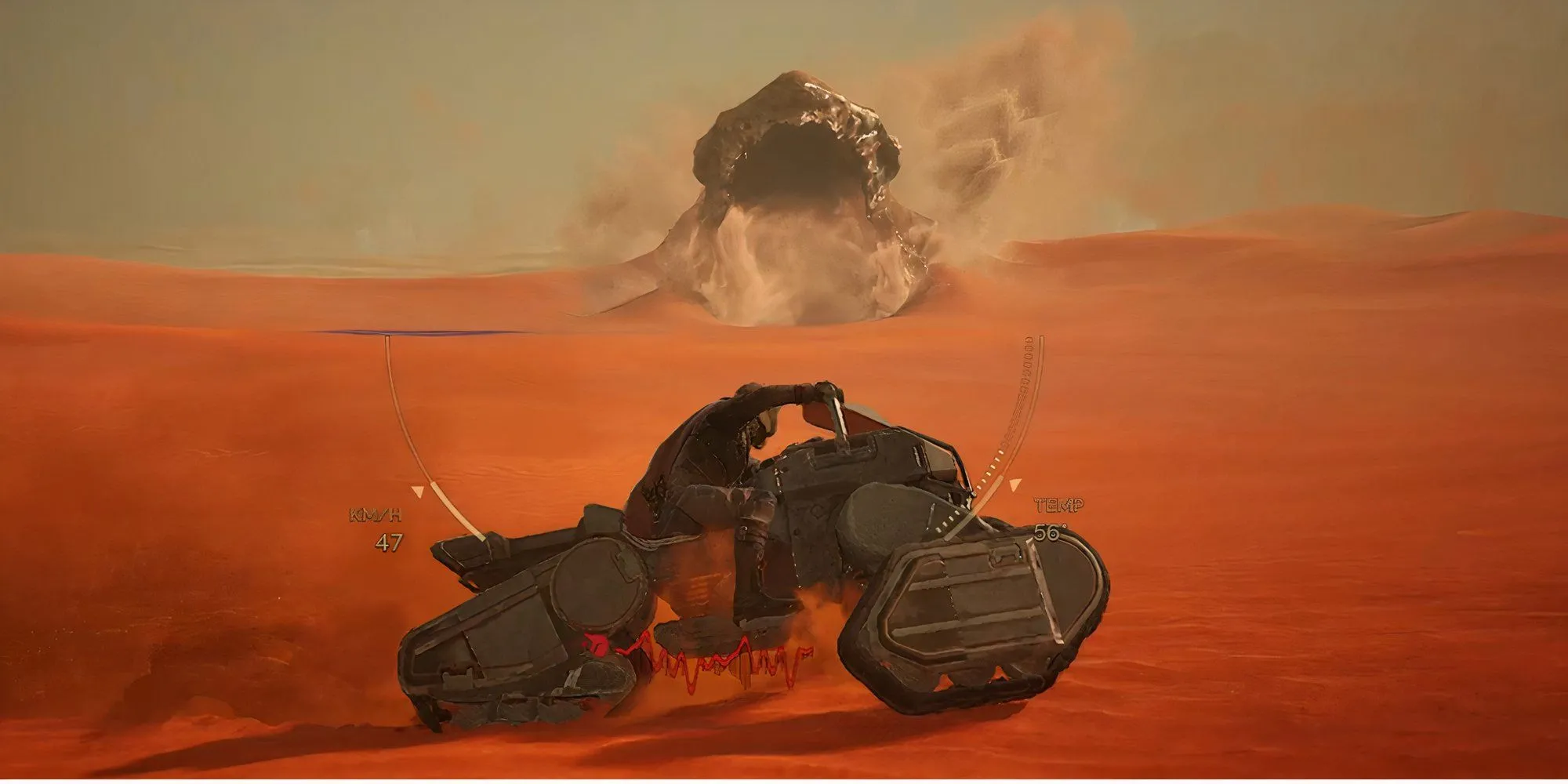 Cảnh tượng nguy hiểm khi đối mặt với Sandworm hoặc khoảnh khắc nhân vật chết trong game Dune Awakening