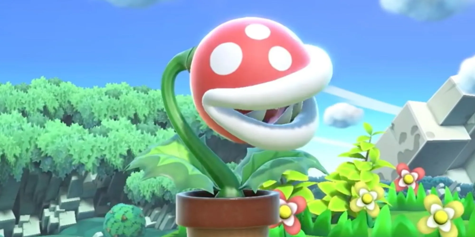 Cây Piranha Plant nổi tiếng từ series Super Mario và Super Smash Bros Ultimate, hình mẫu cho cây cảnh gamer.