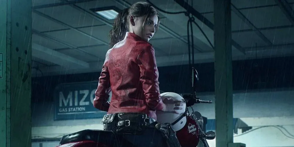 Claire Redfield lái xe máy ở đầu game Resident Evil 2 Remake