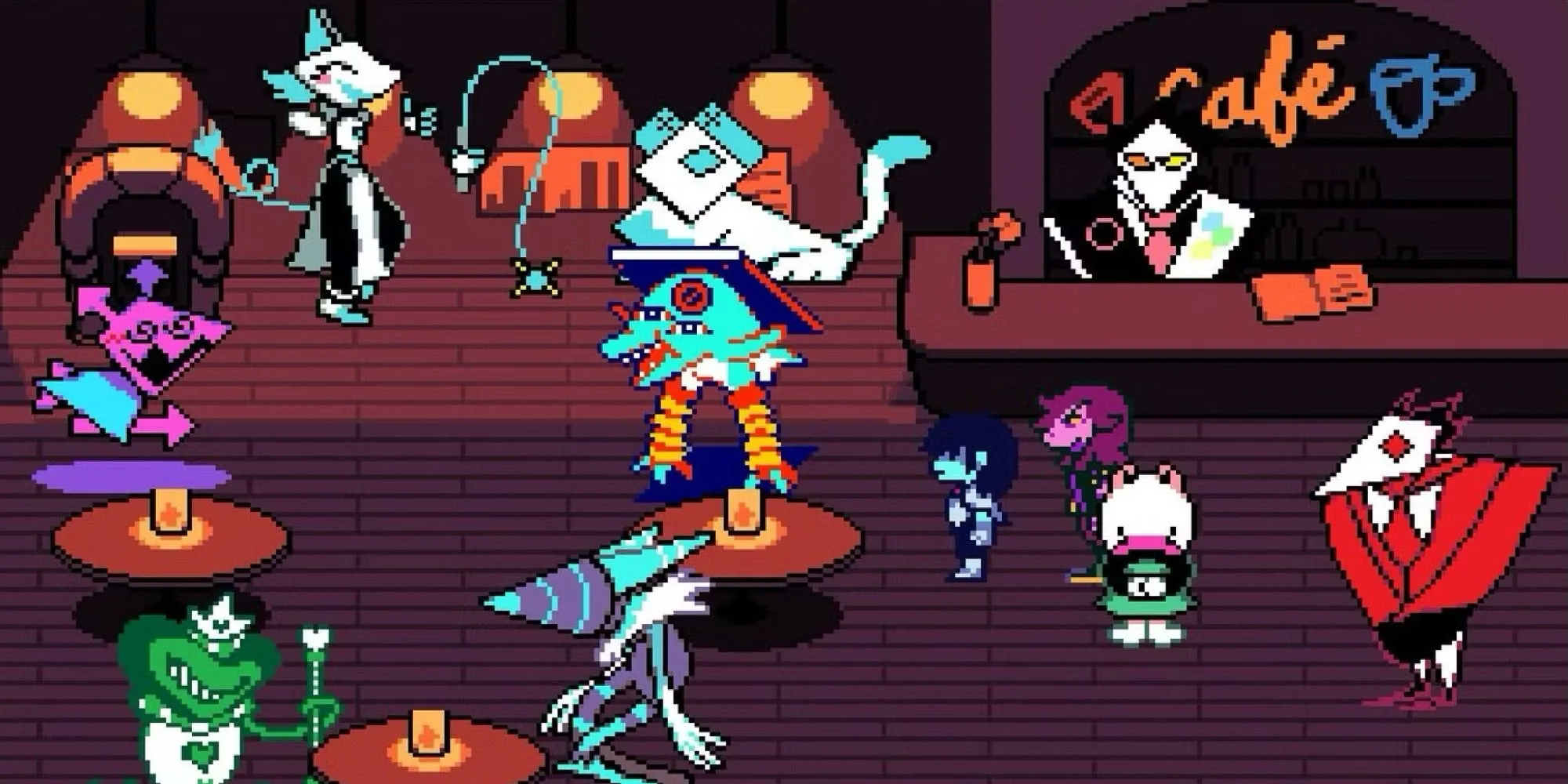 Deltarune: Hình ảnh các thành viên trong đội hình giúp người chơi vượt qua những trận chiến khó khăn.