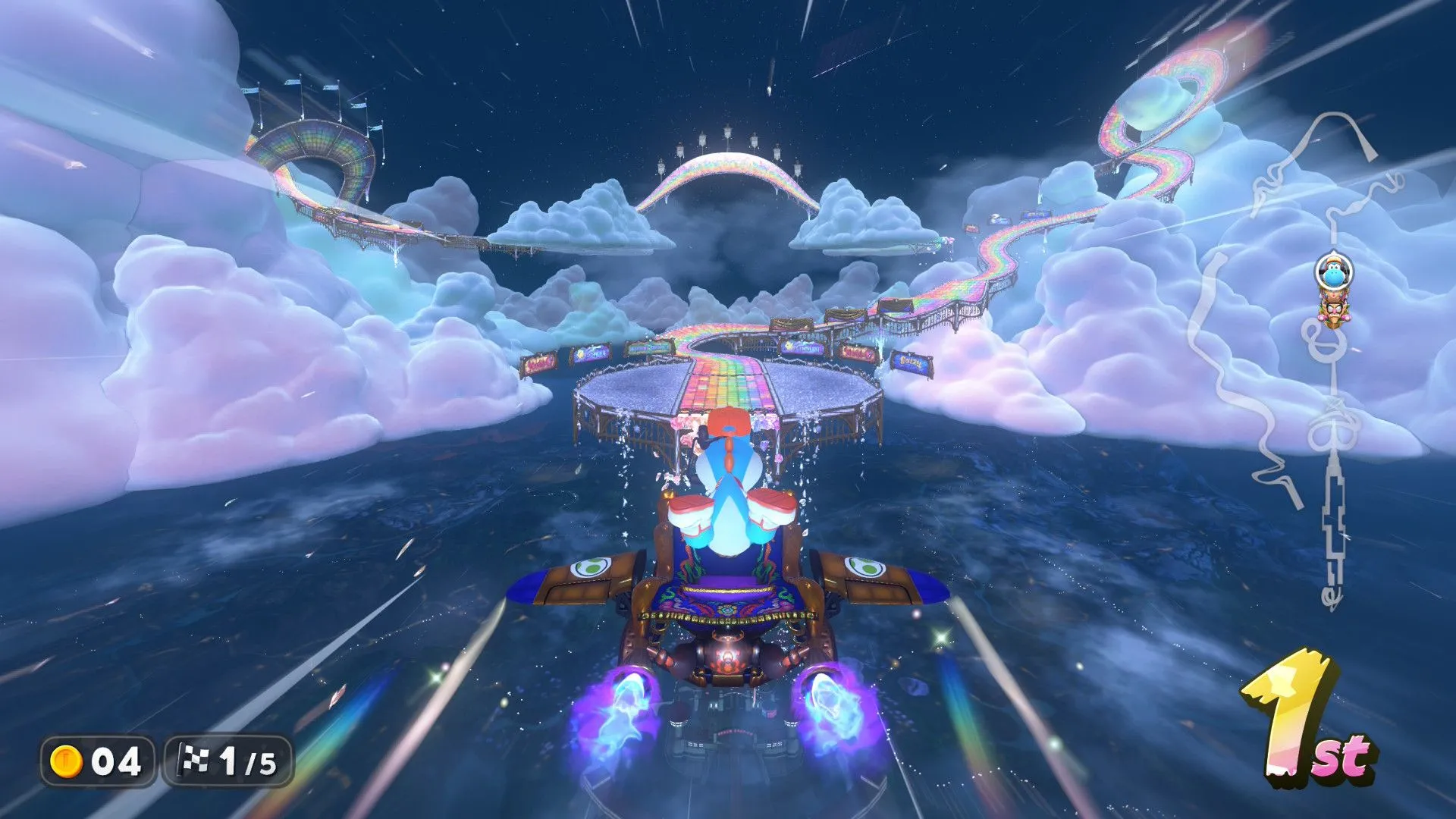 Đường đua Rainbow Road đầy màu sắc trong Mario Kart World