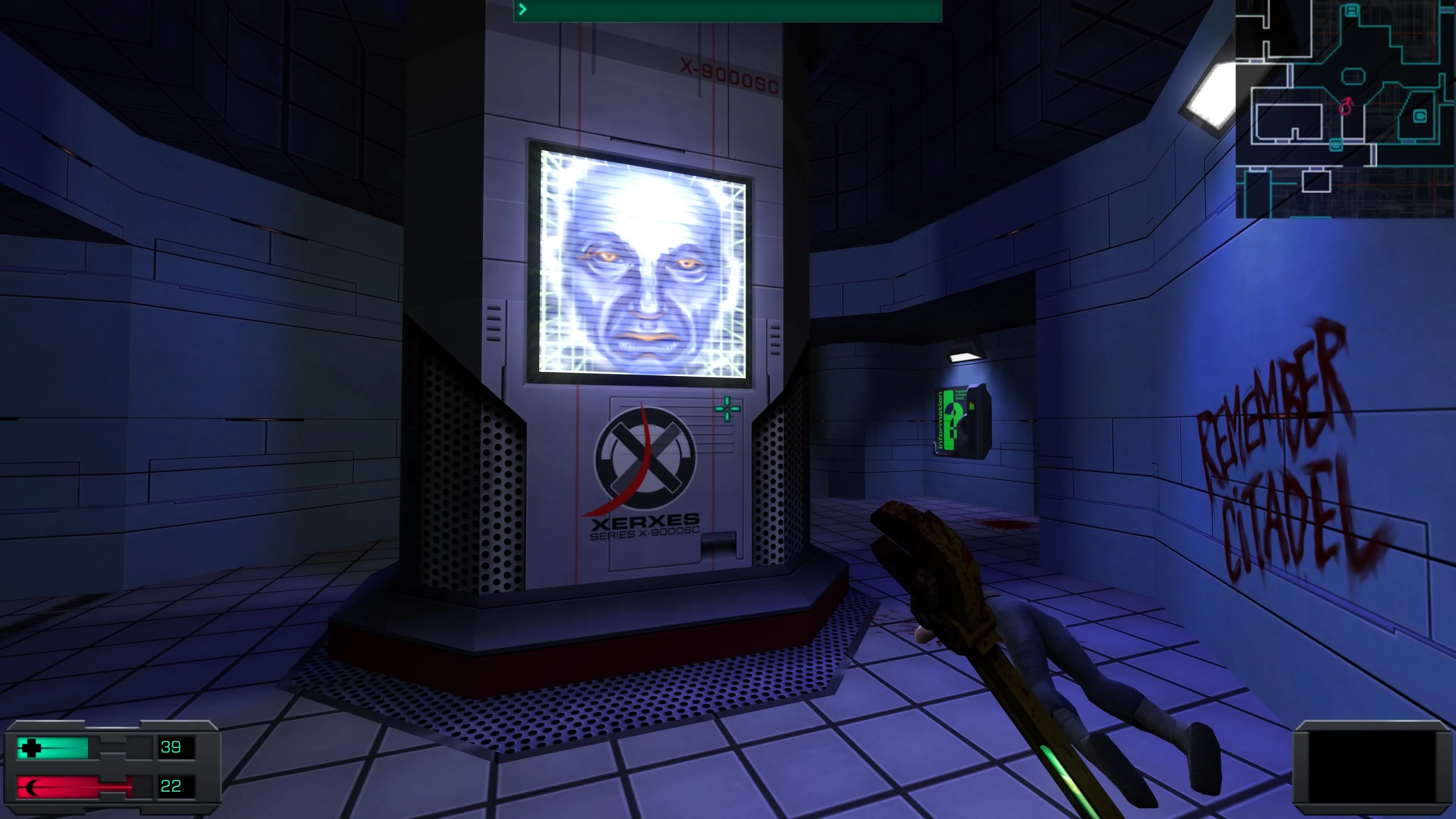 Giao diện AI XERXES trong System Shock 2 Remaster