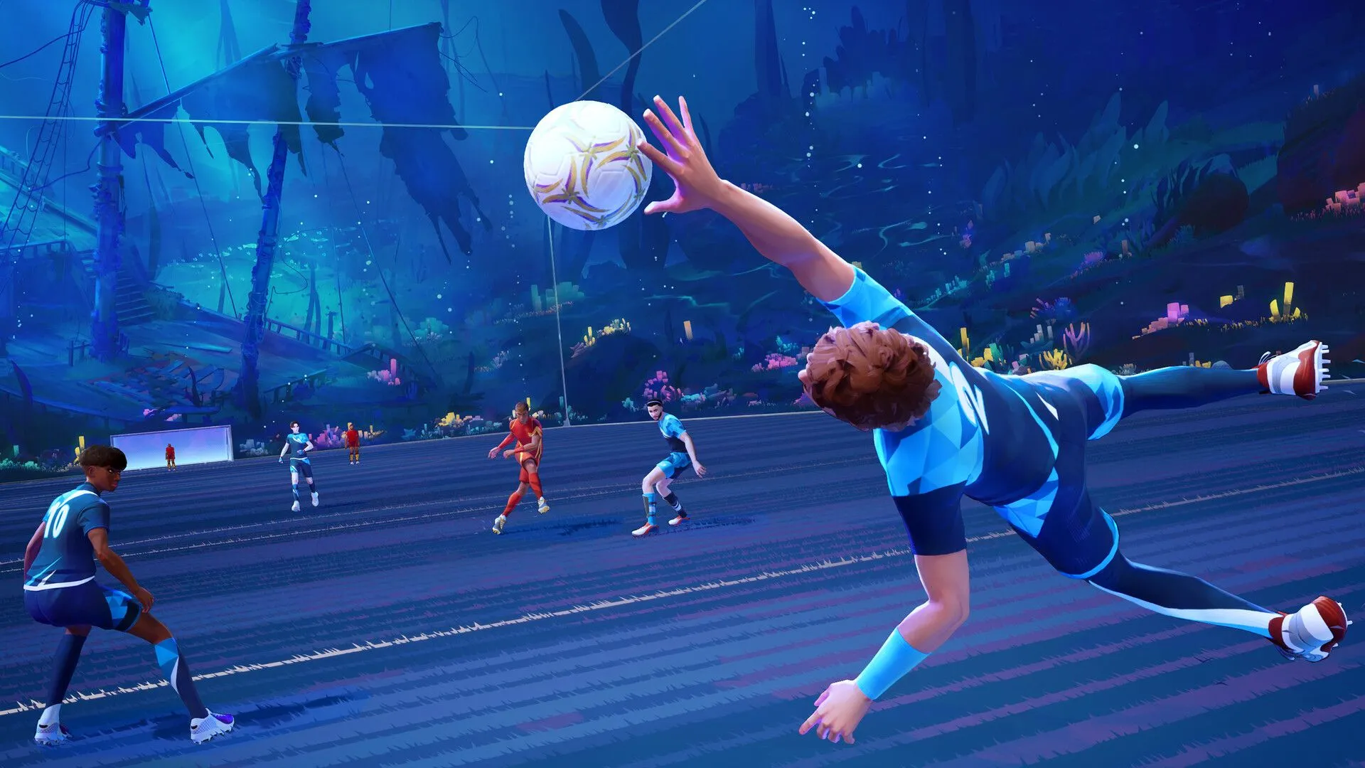 Hình ảnh một pha tranh bóng quyết liệt trong game Rematch