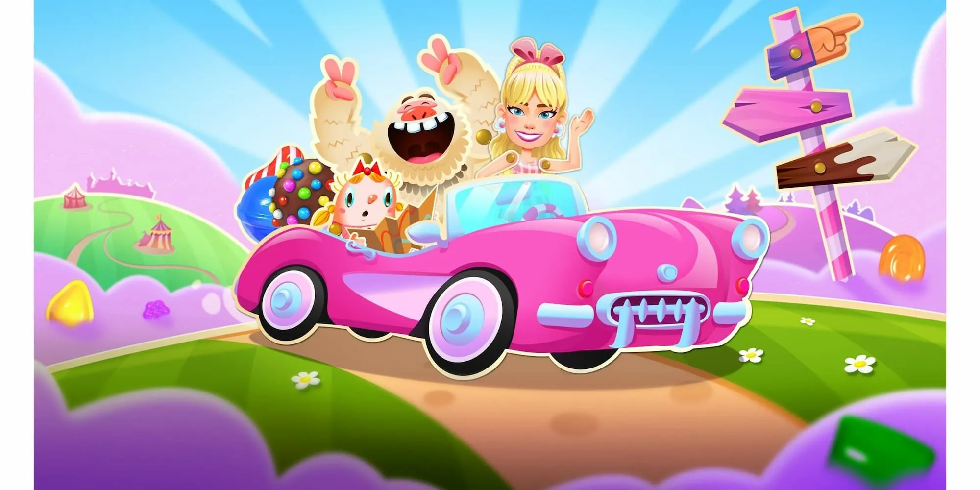 Hình ảnh quảng cáo Barbie hợp tác với Candy Crush Saga, minh họa cho studio King.