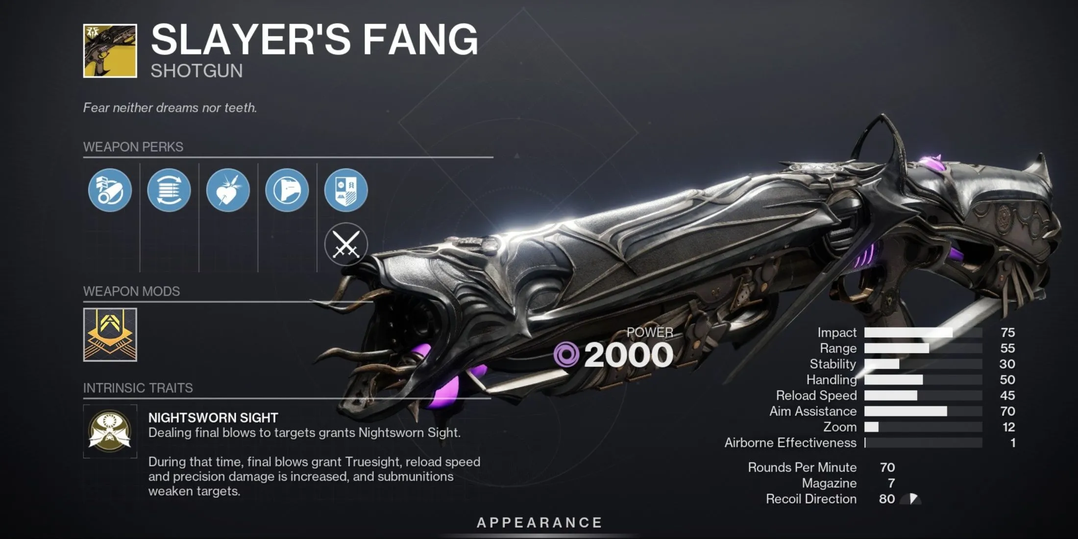 Khẩu Shotgun Exotic Slayers Fang trong Destiny 2