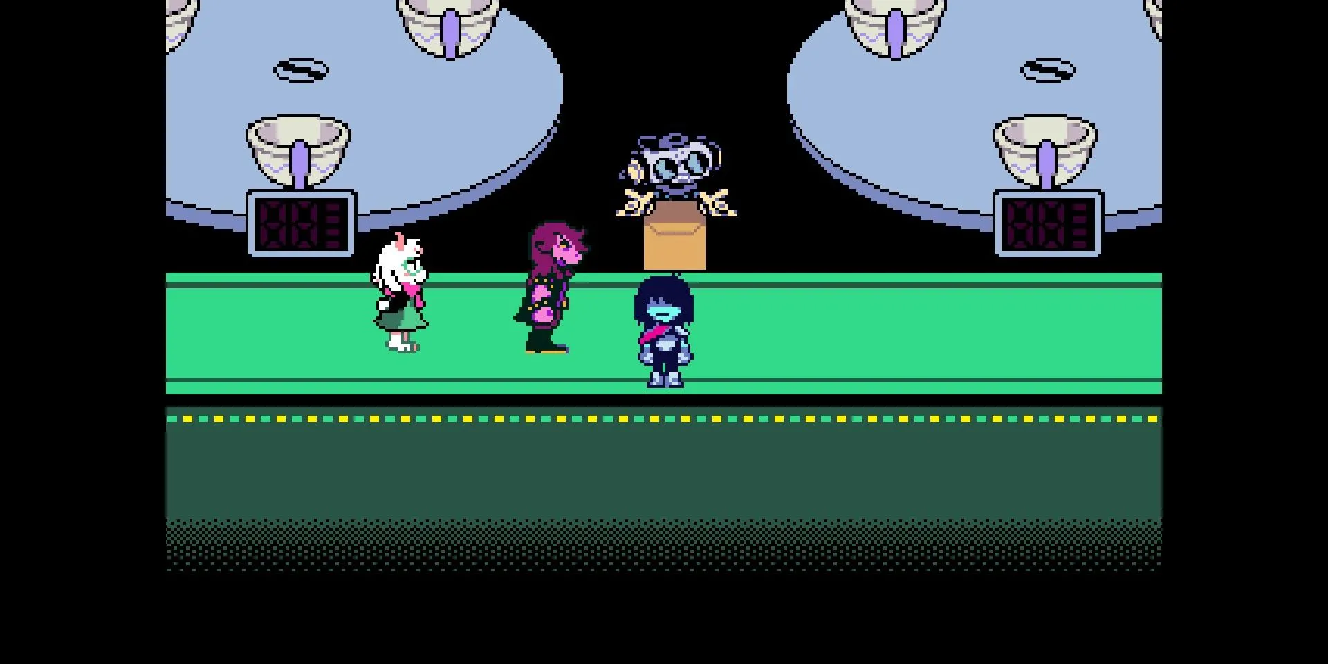 Khung cảnh Teacup Room trong game Deltarune, tựa game bất ngờ dẫn đầu doanh số eShop Nintendo Switch 2.