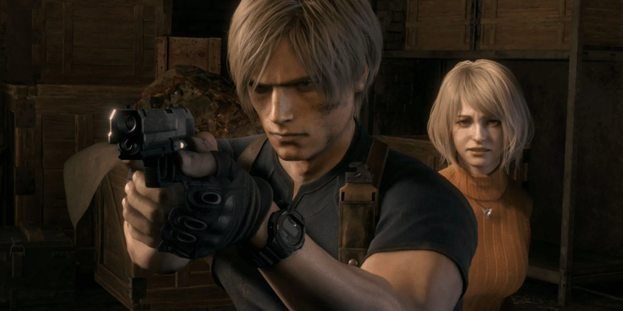 Leon Kennedy và Ashley trong Resident Evil 4, hình ảnh minh họa cho game RE