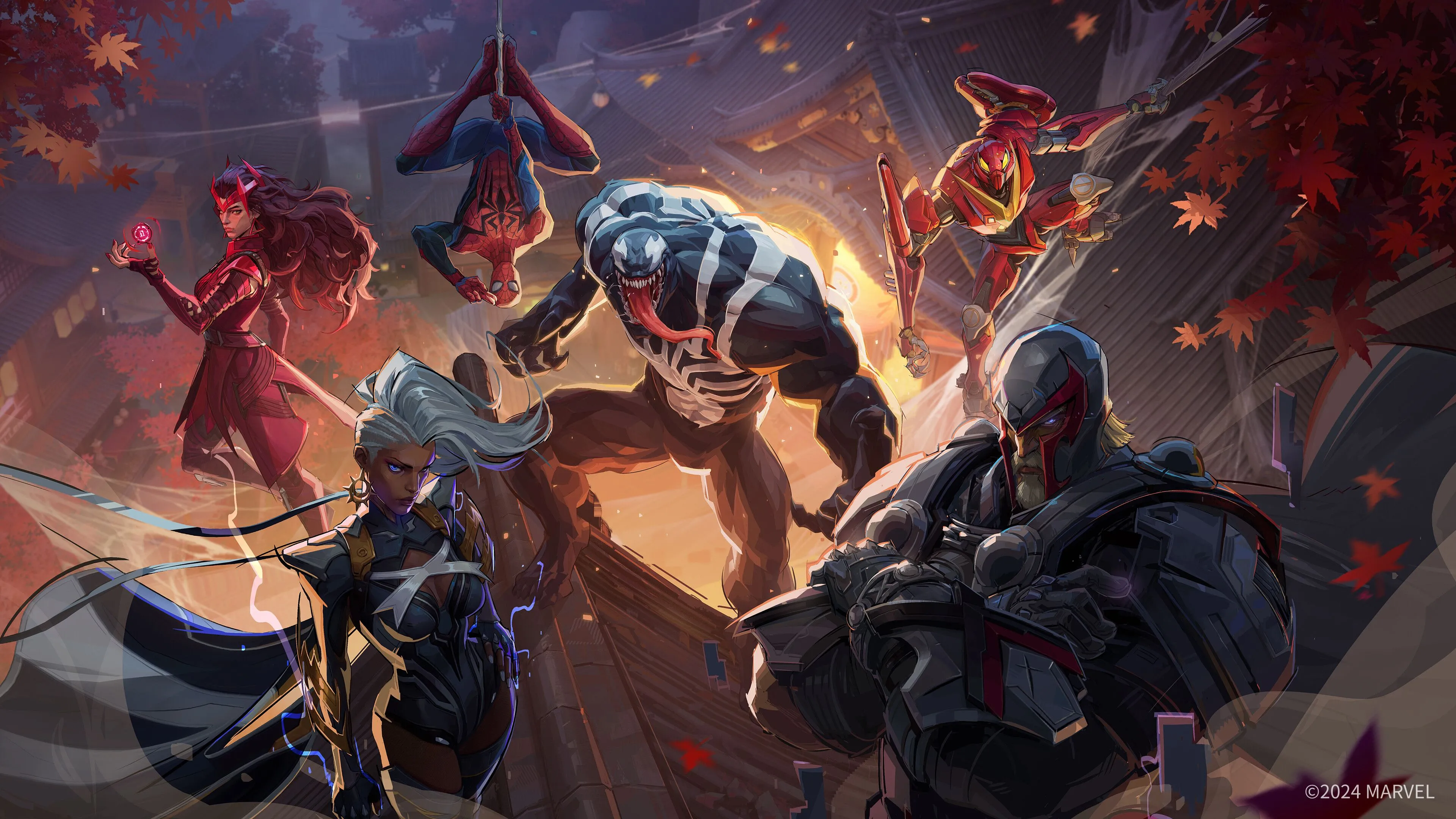 Một cảnh giao tranh dữ dội trong game Marvel Rivals với các nhân vật siêu anh hùng trên bản đồ thành phố