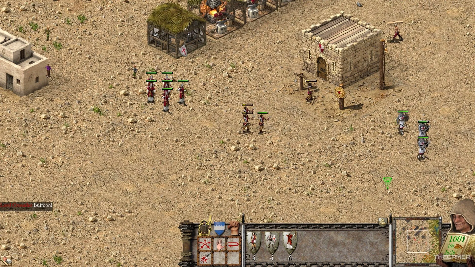 Một nhóm lính bộ binh Stronghold Crusader tiến quân, sẵn sàng tham chiến.