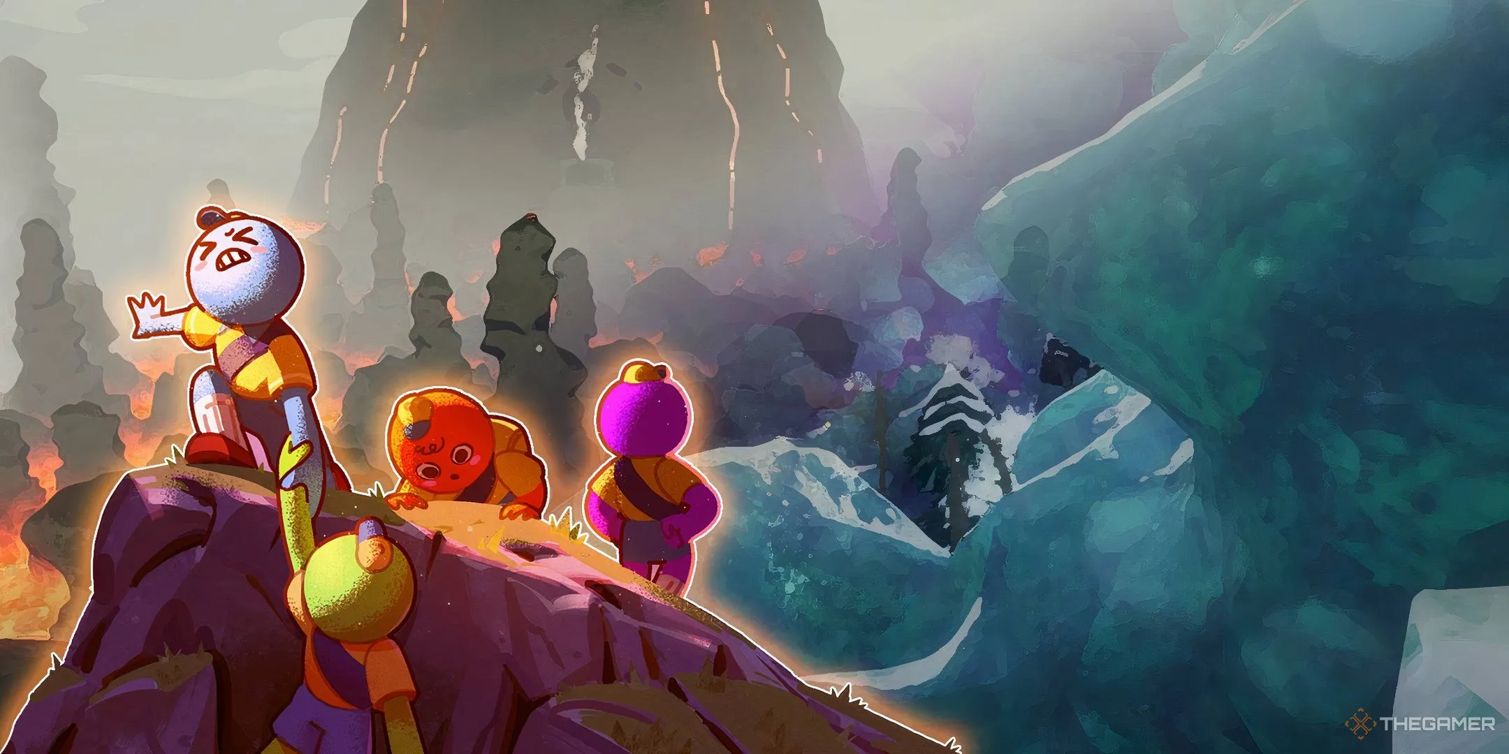 Nhóm thám hiểm cùng nhau leo núi trong hình ảnh chính thức của game Peak
