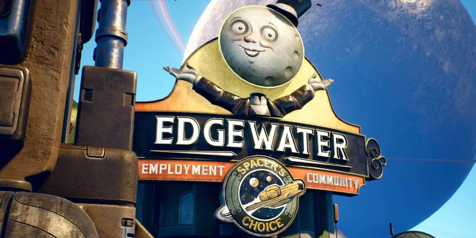 Thành phố Edgewater trong The Outer Worlds, bối cảnh chính của game RPG này.