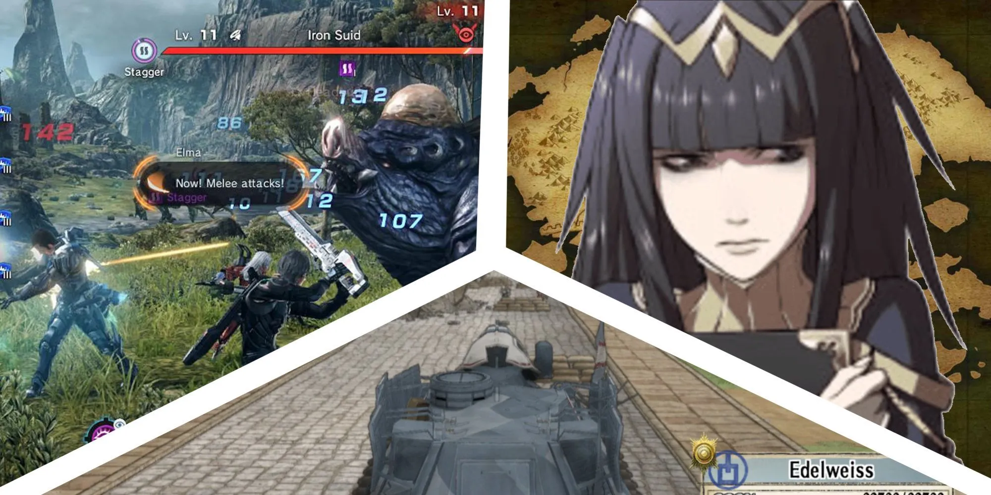 Three JRPGs with loads of potential party members: Fire Emblem, Xenoblade Chronicles, and Valkyria Chronicles.