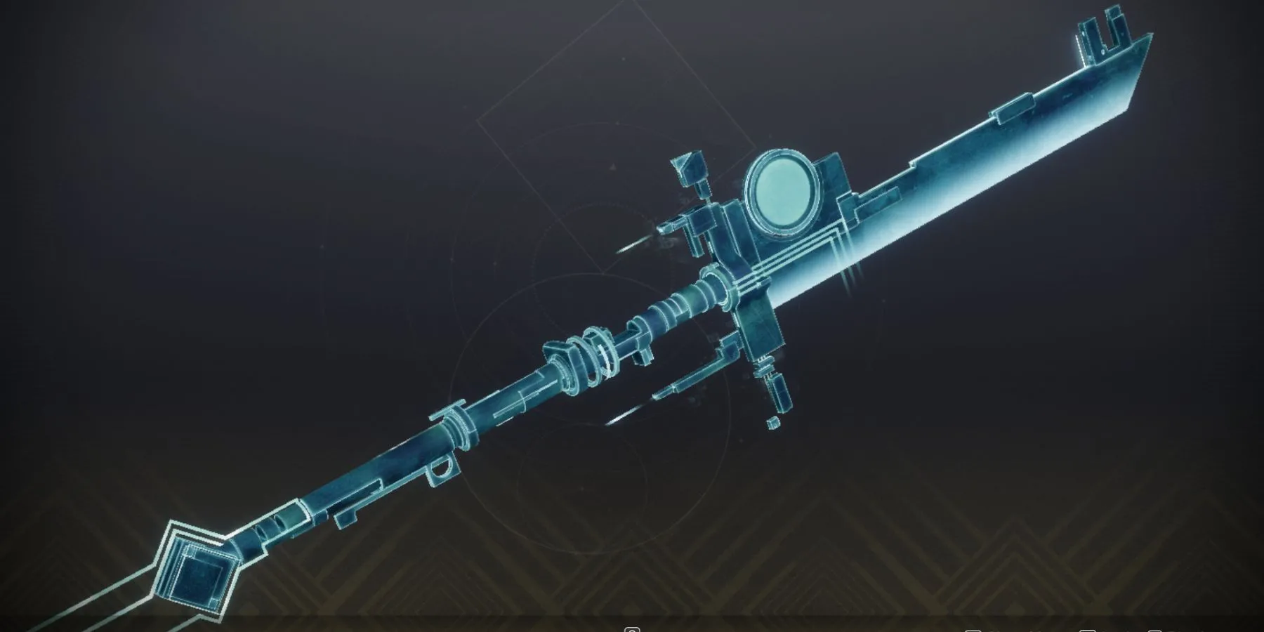 Vũ khí Exotic Vexcalibur dạng Glaive hệ Void, phần thưởng từ nhiệm vụ node.ovrd.AVALON trong Destiny 2.