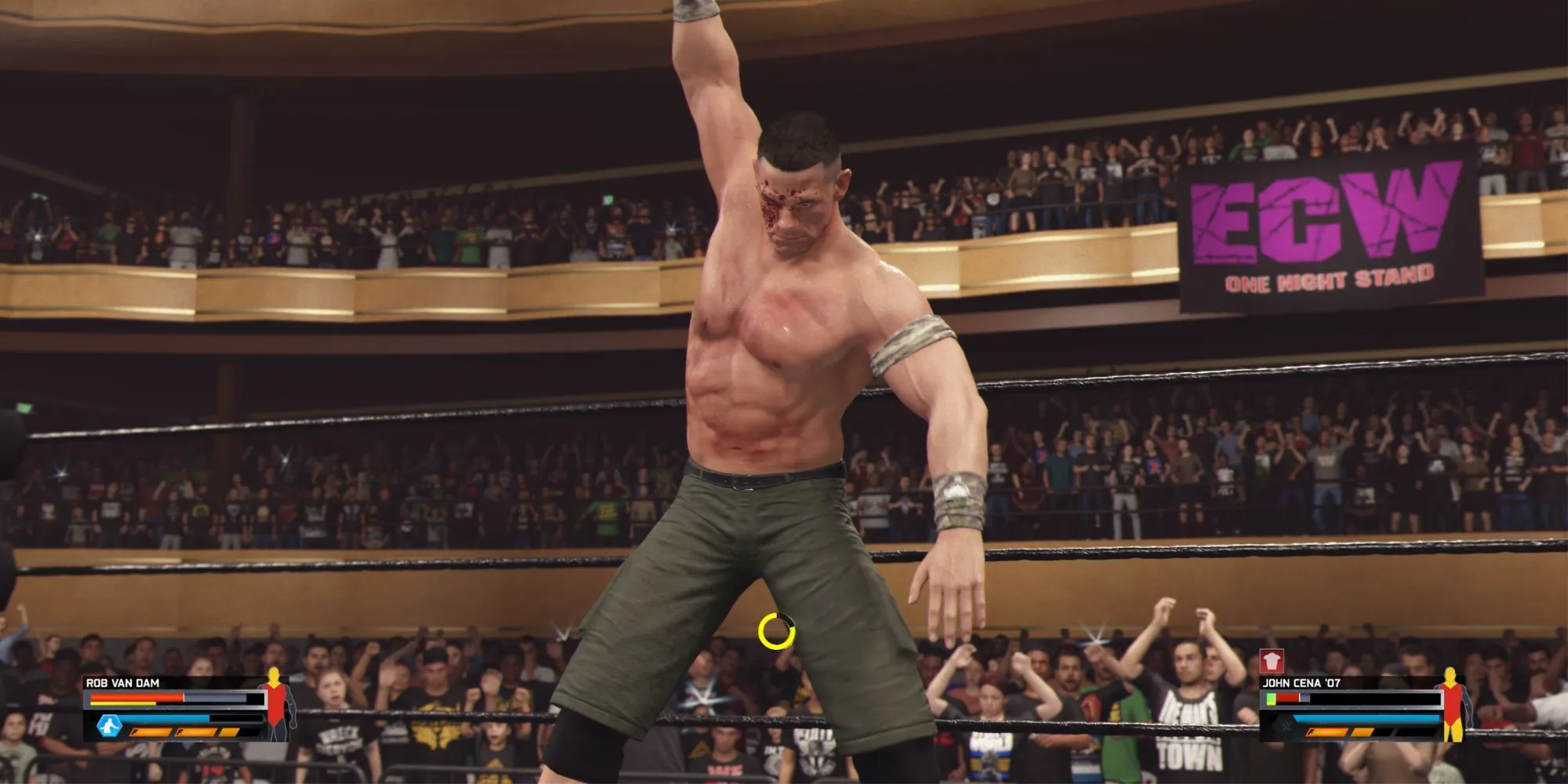 WWE 2K25 John Cena tung chiêu, thể hiện đồ họa sống động trên Nintendo Switch 2