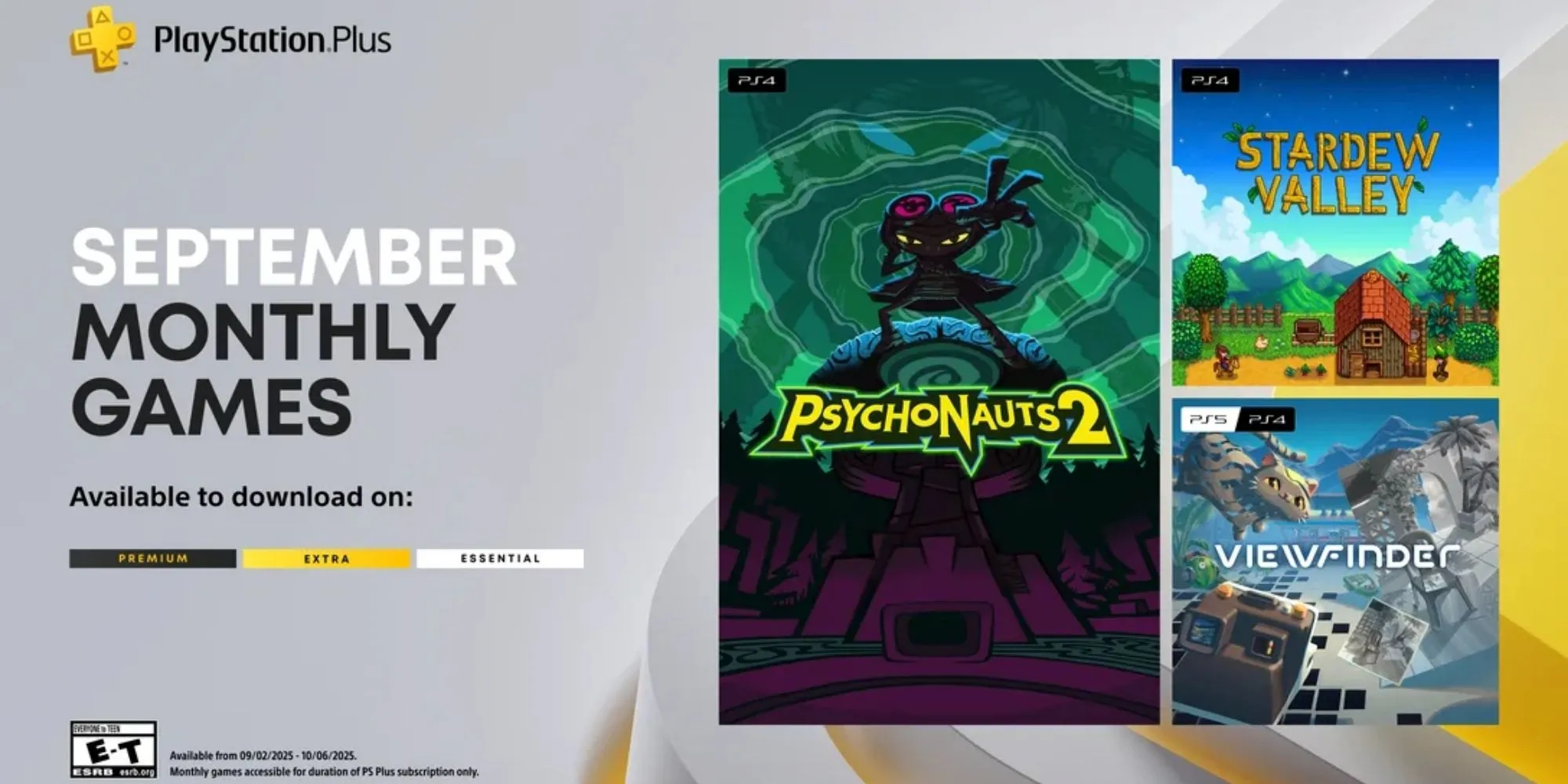 Danh sách game miễn phí PlayStation Plus tháng 9 gồm Psychonauts 2, Stardew Valley và Viewfinder