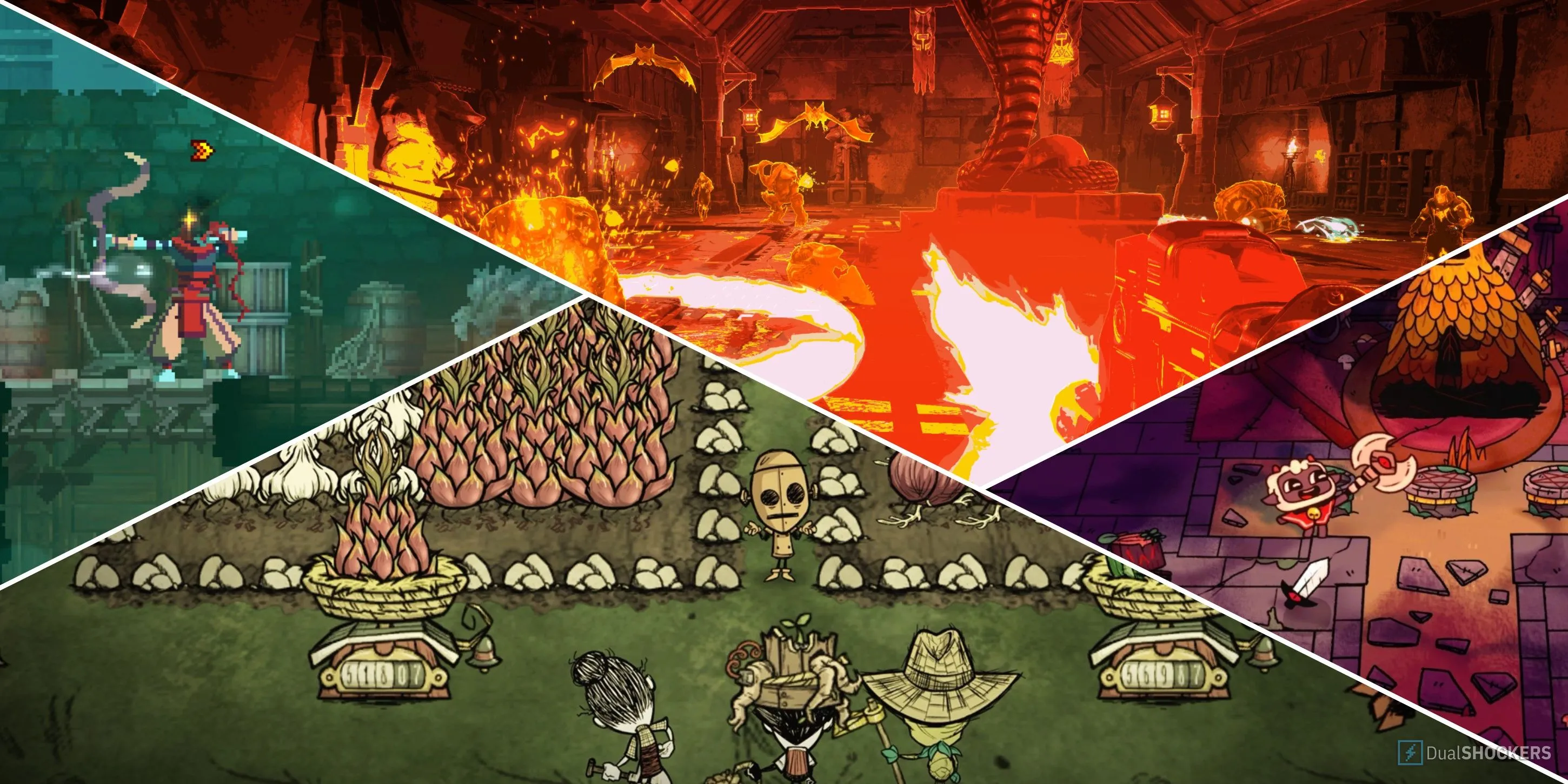 Hình ảnh tổng hợp các game roguelike nổi bật như Dead Cells, minh họa sự đa dạng thể loại