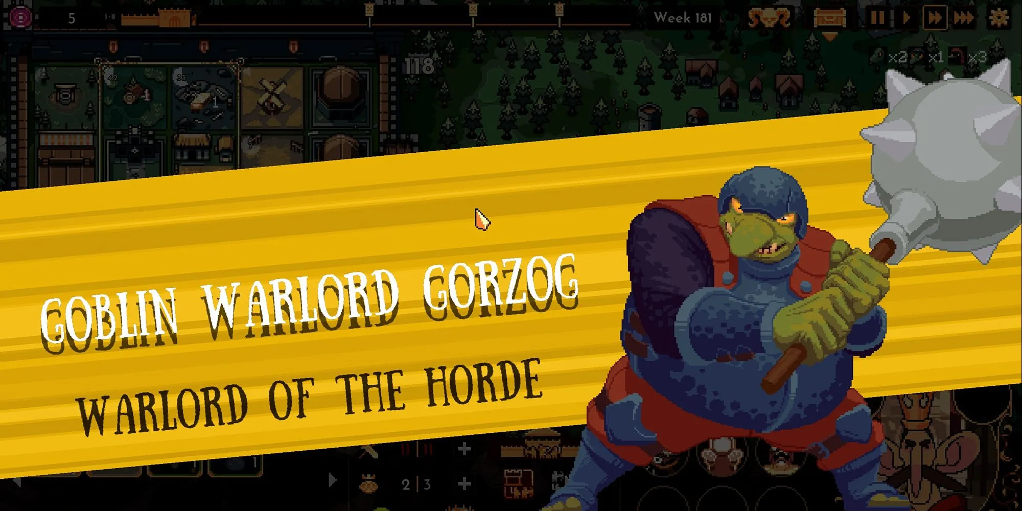 Màn hình hiển thị Goblin Warlord Gorzog trong The King is Watching, minh họa các thử thách và khả năng thích nghi chiến thuật