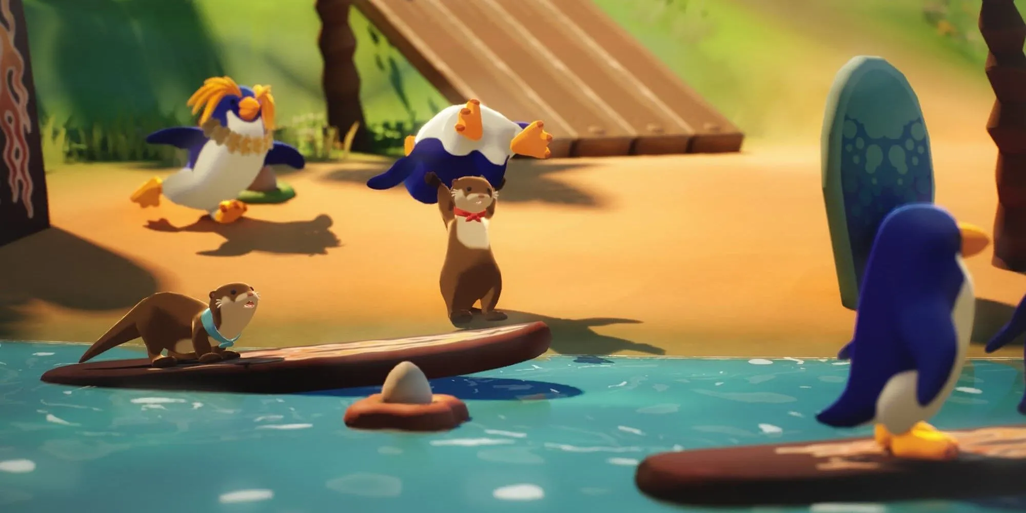 Một con rái cá đang ném chim cánh cụt trong That One Otter Game