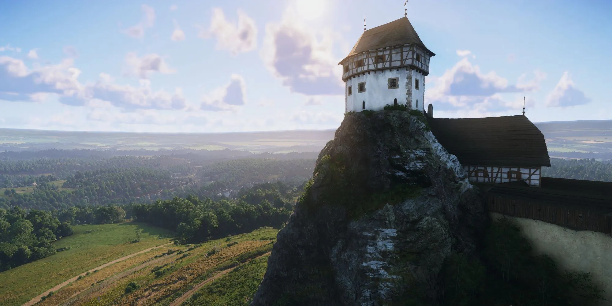 Một công trình kiến trúc nổi bật trong thế giới mở của Kingdom Come Deliverance 2, ví dụ về địa danh giúp người chơi định hướng trong chế độ Hardcore