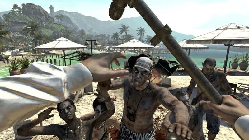Người phụ nữ cầm ống tuýp trong góc nhìn thứ nhất trong Dead Island