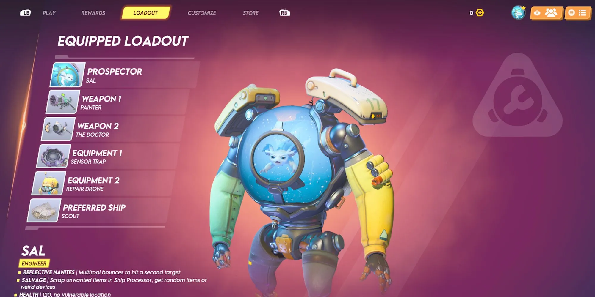 Nhân vật Prospector của Wildgate với trang bị độc đáo, biểu trưng cho gameplay phức tạp
