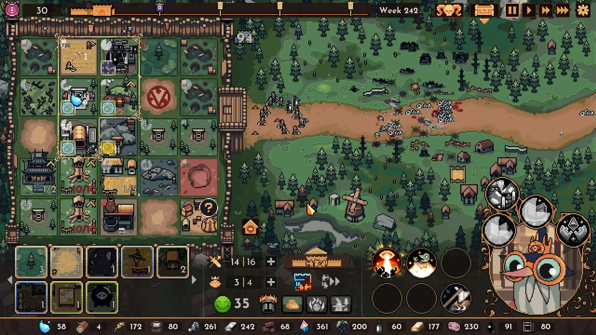 Screenshot chính thức từ Steam của The King is Watching, hiển thị giao diện quản lý vương quốc và quân đội