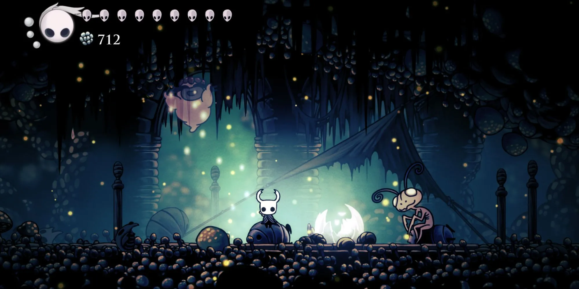 Vị trí NPC Leg Eater trong Hollow Knight tại Fungal Wastes.