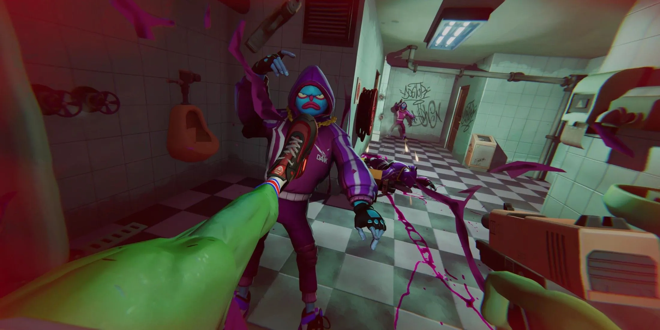 Anger Foot gameplay: nhảy, lao và quăng vũ khí trong phòng đầy kẻ thù