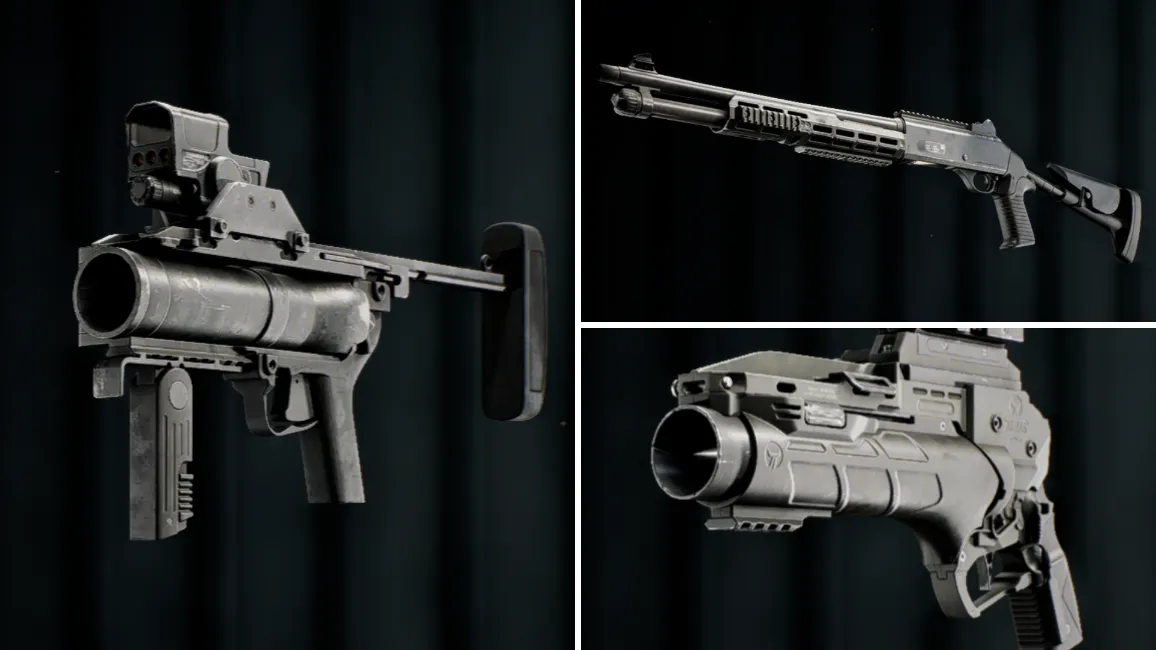 Assault toxic: shotgun + thermobaric, breaching launcher