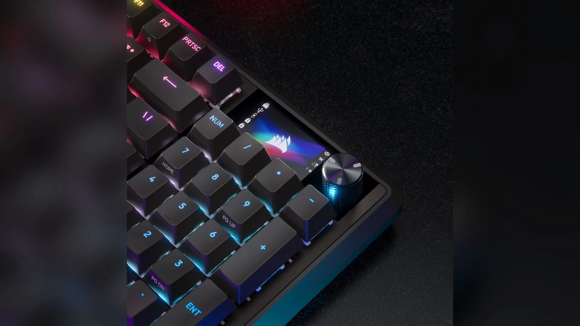 Cận cảnh switch và keycap Vanguard Pro 96, thể hiện layout và G-keys trái