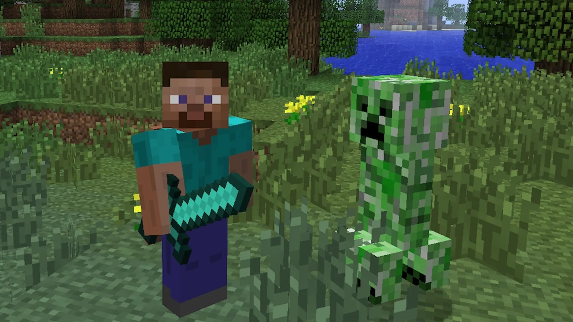 Creeper chuẩn bị phát nổ trong Minecraft, biểu tượng mob gây hấn trong chế độ Sinh tồn