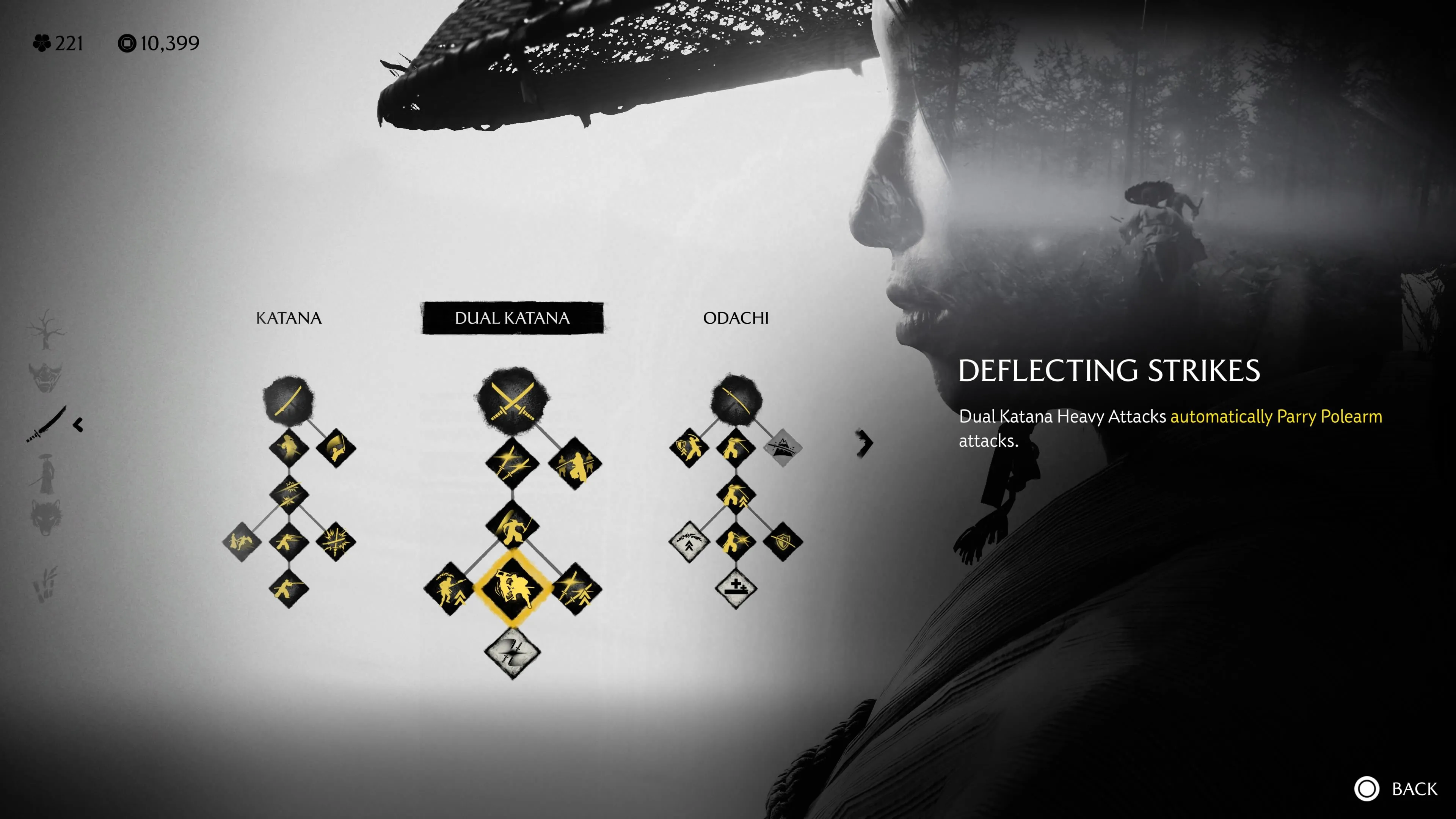 Deflecting Strikes giúp parry tự động đòn giáo khi dùng Dual Katana