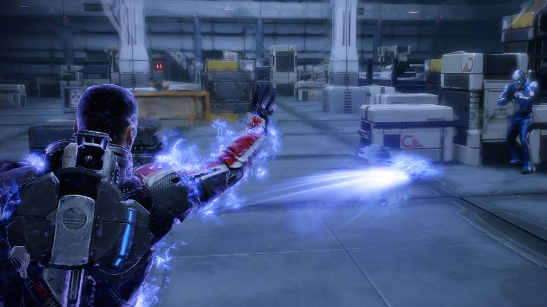 Mass Effect 2, hình minh họa kỹ năng chiến đấu và đồng đội