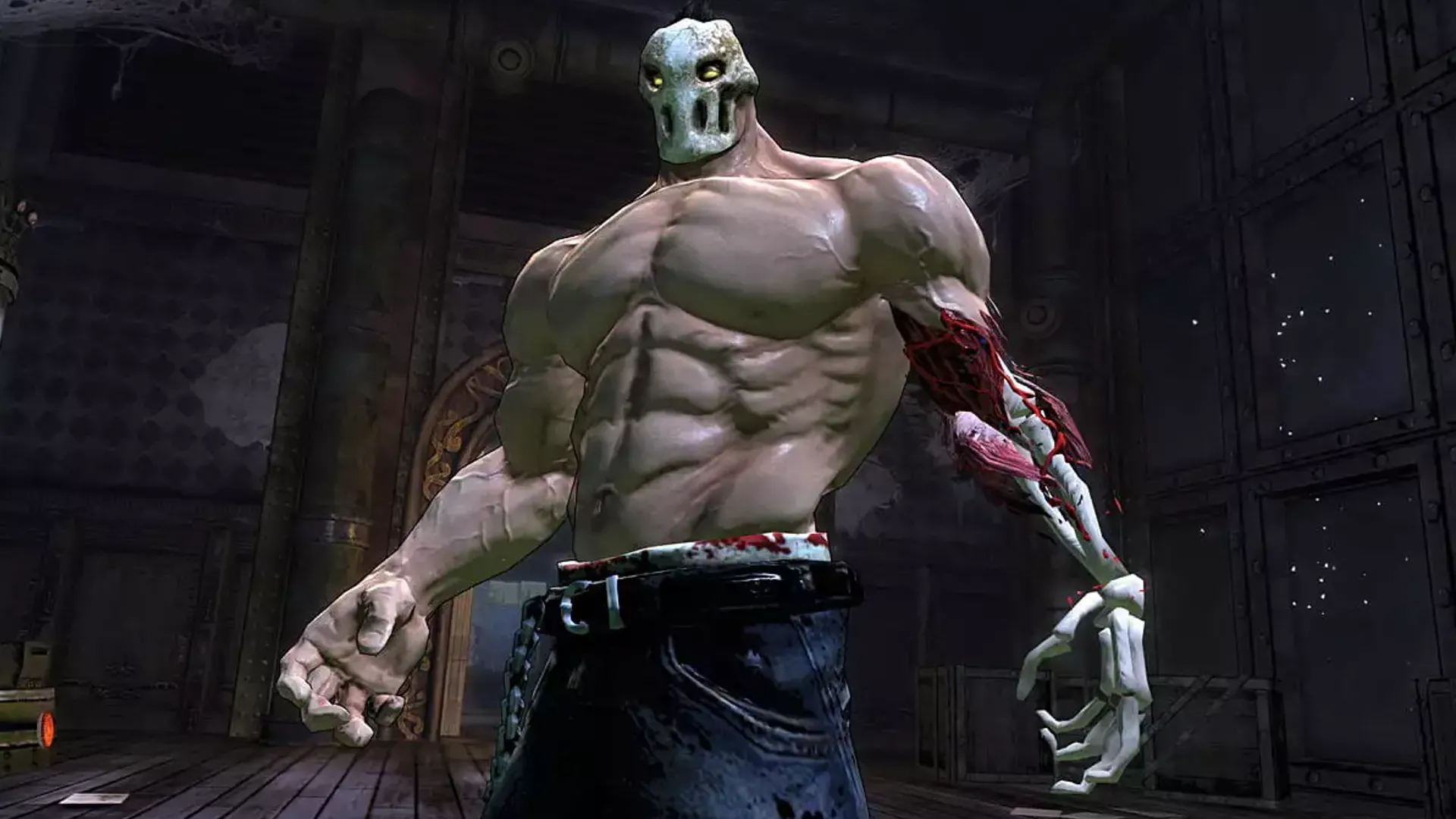 Rick tái tạo chi trong Splatterhouse, thẩm mỹ bạo lực nhưng thiếu chiều sâu