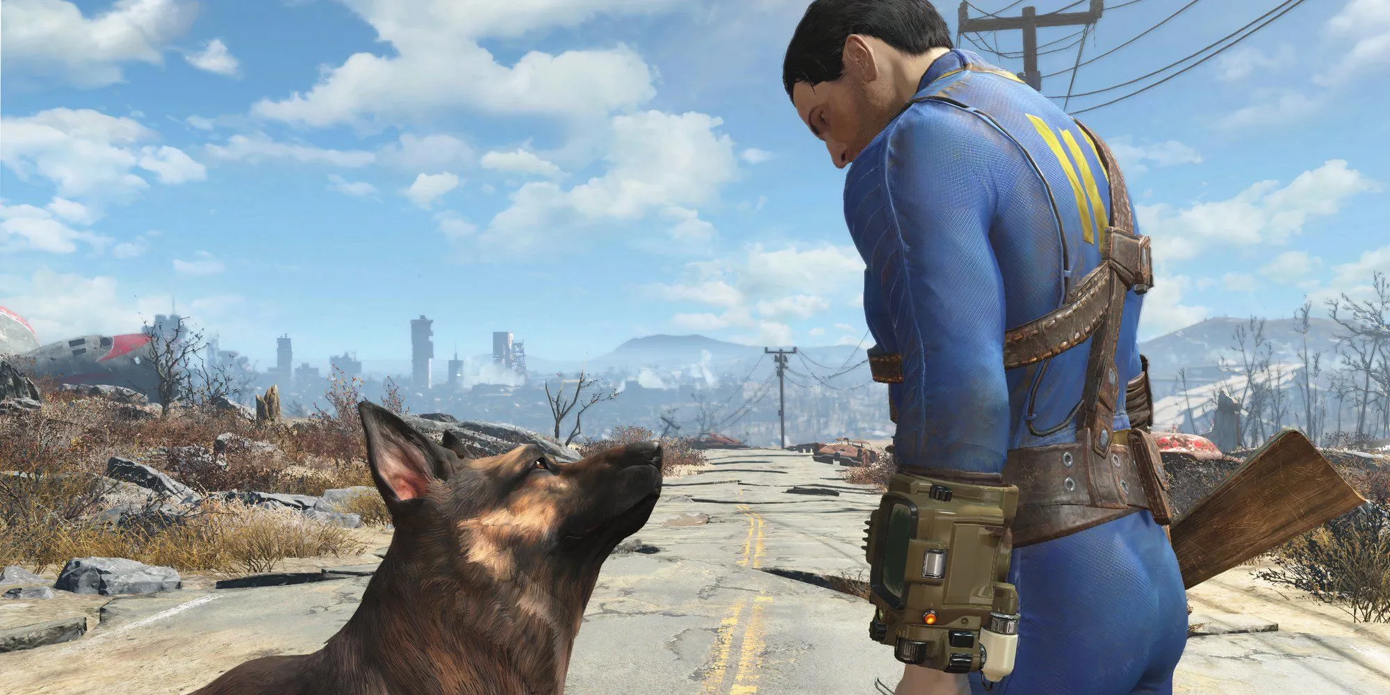 Sole Survivor và Dogmeat trong Fallout 4, khám phá vùng hoang tàn hậu hạt nhân