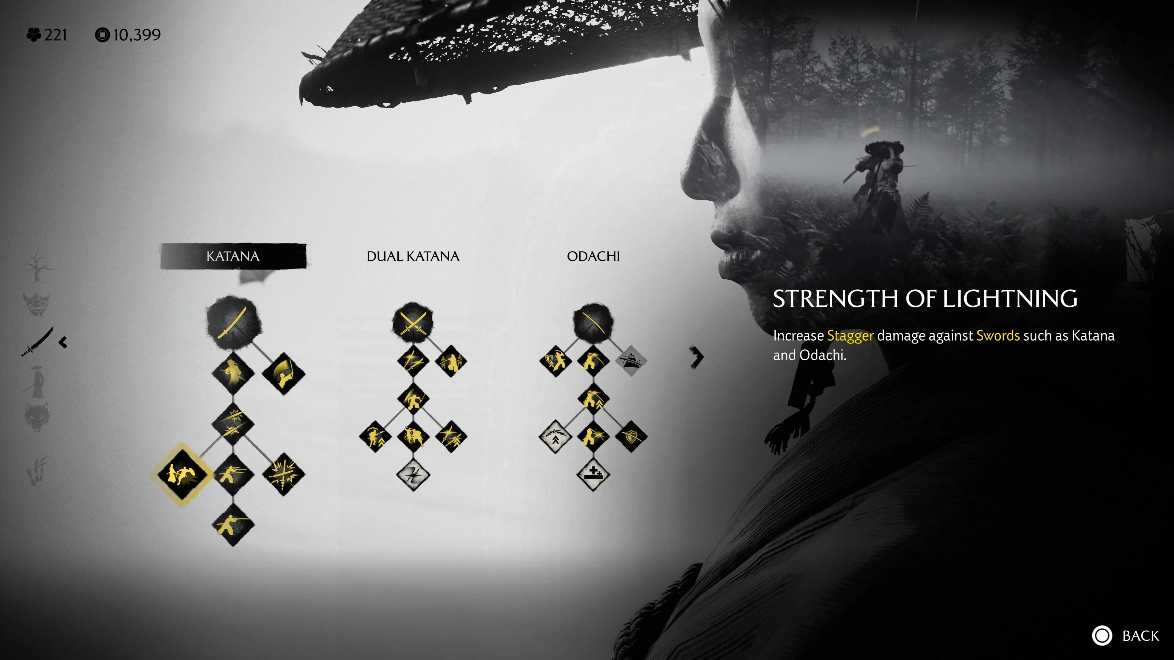 Strength of Lightning giúp Katana gây stagger mạnh hơn