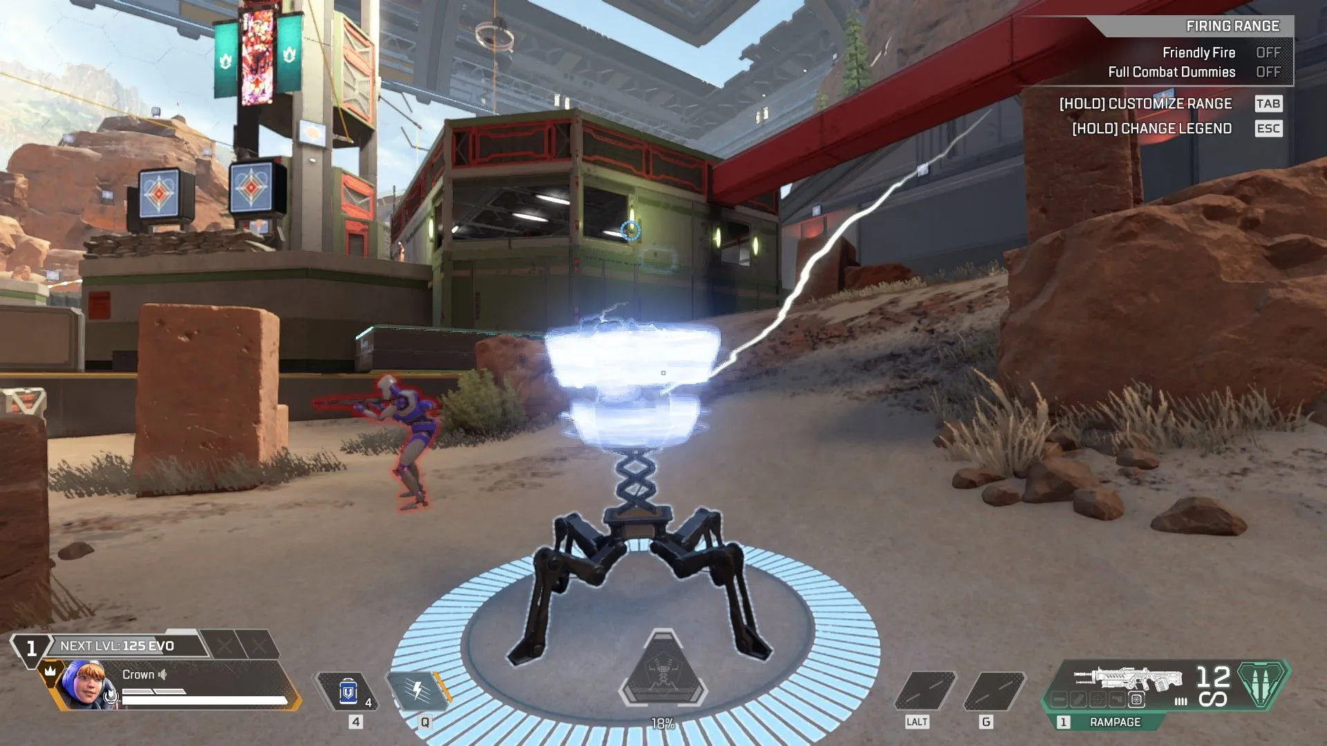 Wattson đặt Interception Pylon phá đạn, hồi khiên và giữ vị trí Apex Legends